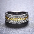 S925 Stamped Yellow Ring With Simulated Diamonds Size 6;7 US