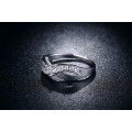 Stamped S925 Infinity ring with Simulated Diamond Size 6;8 US