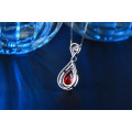 S925 Stamped Necklace With Simulated Ruby Pendant