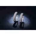White Gold Plated Hoop Earrings With Simulated Diamonds