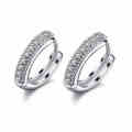 White Gold Plated Hoop Earrings With Simulated Diamonds
