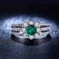 White Gold Filled Ring With Simulated Emerald Size 6 ; 7 US