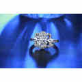 Stunning White Gold Filled Flower Ring With Simulated Diamond Size  6 US