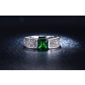 S925 Stamped Ring With Simulated Emerald Size 5 US