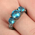 Black Rhodium Plated Blue Sapphire Ring Size 9