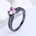 14KT Black Gold Filled Ring With Pink Amethyst Stone Size 8 US