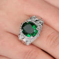 AMAZING!! 18kt White Gold Filled Emerald Ring Size 8 US (May Birthstone)