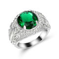 AMAZING!! 18kt White Gold Filled Emerald Ring Size 8 US (May Birthstone)