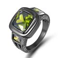 Magnificent Mens Olive Peridot 18K Black Gold Filled Ring Size10