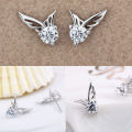 Excuisite Crystal Angel Wings Silver Womens Earrings