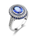 ALLURING!! White Gold Filled Saphire Ring With Simulated Diamonds Size 7 US (September Birthstone)