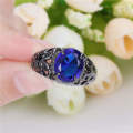 TREMENDOUS!! 10KT Black Gold Filled Simulated Sapphire Ring Size 9 US