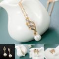 Alluring Gold Plated Pearl Necklace And Earrings Set (June Bithstone)