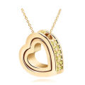 Gorgeous Golden Double Heart Necklace With Simulated Citrine