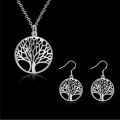 MARVELOUS!!! White Gold Filled Tree Of Life Necklace And Earrings Set