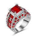 CAPTIVATING!! White Gold Filled Ring With Red Ruby Size 6 US