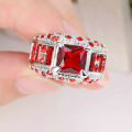 CAPTIVATING!! White Gold Filled Ring With Red Ruby Size 6 US