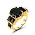 EXCUISITE!! Yellow Gold Filled Ring With Simulated Black Onyx Size 6 US