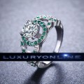 Solid Sterling Silver Ring With 1ct Simulated Green Diamonds