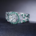 Solid Sterling Silver Ring With 1ct Simulated Green Diamonds