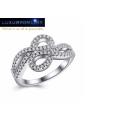 STUNNING! Double Cross Infiniity Ring With Simulated Diamonds Size 6; 8 US