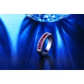 EXCELLENT!!  White Gold Filled Ring With 1,38ct Simulated Diamonds And 10 Rubellites Size 6 US