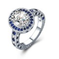 EXCELLENT!! Ring With 23 Simulated 1.00ct Diamonds And 56 Sapphires Size 6; 7; 8 US