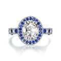 EXCELLENT!! Ring With 23 Simulated 1.00ct Diamonds And 56 Sapphires Size 6 US