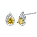 White Gold Filled Simulated White And Yellow Diamond Earrings
