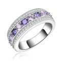 AMAZING! Simulated Diamond Ring with Pink & Purple Stones Size 6; 7; 8 US