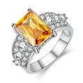 SPLENDID! Ring With 22 Simulated White Diamonds And 1x Simulated Yellow Diamond Size 6; 7; 8; 9 US