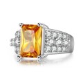 SPLENDID! Ring With 22 Simulated White Diamonds And 1x Simulated Yellow Diamond Size 6; 7; 8; 9 US