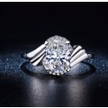 White Gold Filled Ring With 17 Simulated Hand Crafted Diamonds