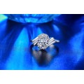 White Gold Filled Ring With 17 Simulated Hand Crafted Diamonds