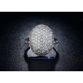 STUNNING! Oval Ring With Simulated Diamonds Size 6; 8 US