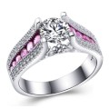 FANTASTIC! Ring With 41 Simulated White Diamonds And 12 Pink Diamond Size 6; 7 US