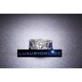MARVELOUS! Ring Set With 10 Simulated Sapphires And Simulated Diamonds Size 6; 7; 8 US