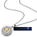 GORGEOUS!  Hand Crafted Simulated White Diamonds And Simulated Yellow Diamond Necklace