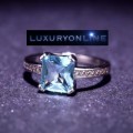 AMAZING! Simulated Aquamarine And Simulated Diamonds Size 6; 7; 8; US