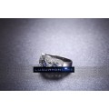 White Gold Filed Ring With 44 Simulated Diamonds And 12 Simulated Sapphires