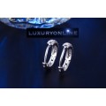 ELEGANT! Hoop Earrings With 10 Simulated Hand Crafted Diamonds
