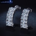 DAZZLING!  Drop  Earrings With 6 1,53ct Simulated Diamonds