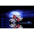 GORGEOUS! 1,25ct Simulated Diamond And Simulated Ruby Ring Size 6; 7; 8 US