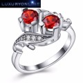 GORGEOUS! 1,25ct Simulated Diamond And Simulated Ruby Ring Size 6; 7; 8 US