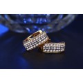 GORGEOUS! 17mm Hoop Earrings With 20 0,25ct Simulated Diamonds