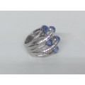 BEAUTIFUL! Ring With 1,75 Carat Simulated White & Blue Diamond Size 8 US