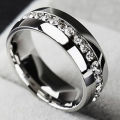 100% Pure Titanium Ring With 0,25 Carat Simulated Diamonds Size 9 US