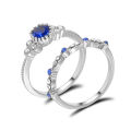 EXQUISITE! 0.25 Carat Simulated Diamond & Simulated Blue Sapphire Ring Set Size 6; 7; 8; 9 US