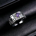 AMAZING! 1,75 Carat Simulated Diamond And Simulated Amethyst Size 7 US / N / 17