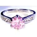 AMAZING! 1,25 Carat Simulated White And Pink Diamond Ring Size 10 US